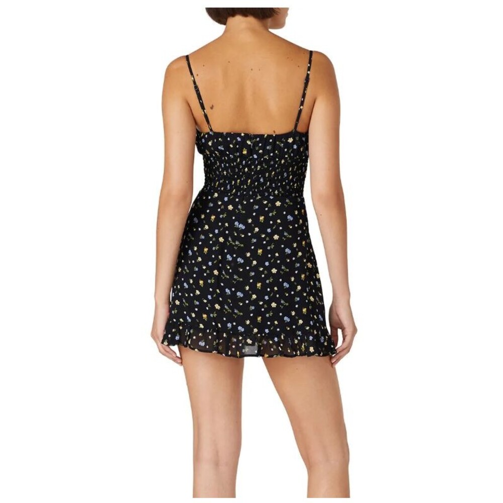 Reformation Black Mini Dress with Yellow & White Floral Print - Picture 2 of 10